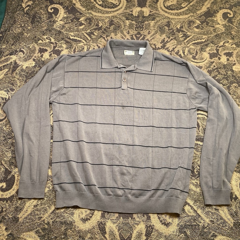 VTG Bungalow Brand Sweater Mens L Brown 1/4 Pullover Long Sleeve Silk Blend